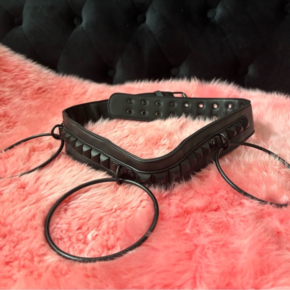 Killstar Accessories - KILLSTAR Black Studded 3 Ring Belt S/M